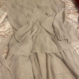 Japna Cream Animal-Print Ruffle Blouse